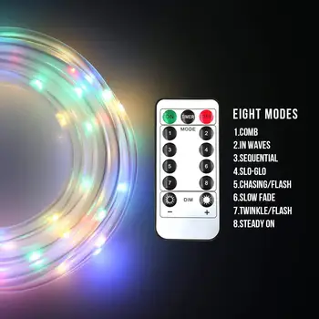 8 Funciones con Control Remoto Solar Impermeable de la Cuerda del Tubo de LED de Hadas Cadena de Luces Hermoso Sonido Activado