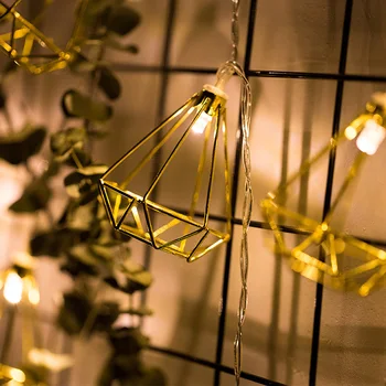 De Metal de Diamante Luces de Hadas de la Cadena de la batería impermeable led cadena de luces de navidad, el festival de la fiesta de la boda decoración de guirnalda tira