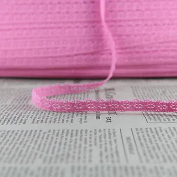 20 en el Patio/lote de 10 mm de Ancho de color Rosa de Algodón Elástico Stretch con adorno de Encaje DIY Costura de la Diadema de Encaje Fabricmade Muñecos Tejidos Teñidos