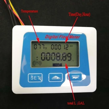 Pantalla Digital LCD de Agua sensor de flujo medidor de flujo medidor de totameter de la Temperatura en tiempo récord Con G1/2 sensor de flujo de Whosale&Dropship