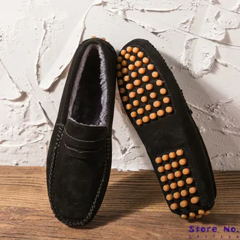 La moda de Invierno de los hombres casual zapatos Mocasines de Hombres Mocasines de Gamuza de Alta Calidad de los Zapatos de Cuero de los Hombres Pisos Gommino Zapatos de Conducción