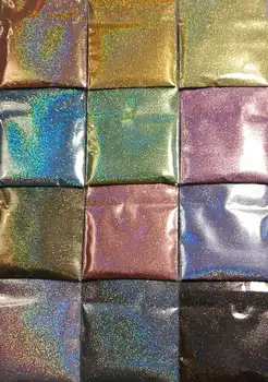50g/bolsa de Láser Holo de Uñas Glitter Holográfico de Clavo en Polvo Holo de Uñas de Arte de Láser Holográfico Decoración de Uñas de 12 colores