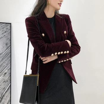 Las mujeres elegantes Trajes de chaqueta de vestir de las mujeres de terciopelo traje de chaqueta de trabajo de la mujer chaqueta de traje de terciopelo traje de chaqueta blazer feminino