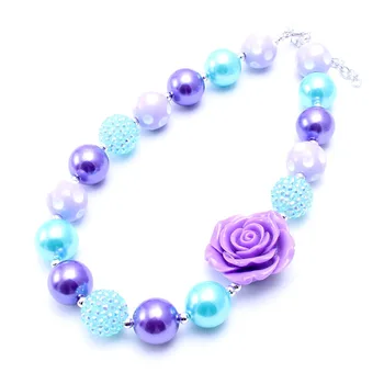 MSH.SOL Lindo Azul Púrpura Collar de Perlas Pulseras Vinchas Conjunto Para Niñas, Niños Niño Joyas de Grueso Diademas Conjunto Con Rose