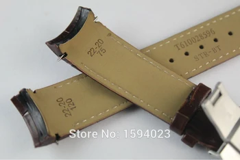 22mm (Hebilla de 20mm) T035410A T035407A de Alta Calidad de Plata de la Hebilla de la Mariposa + Cuero Marrón extremo curvo Ajustable cinturones de hombre
