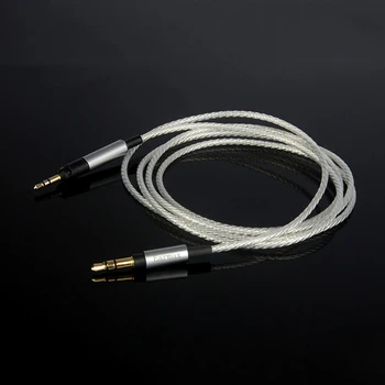 Earmax para Sennheiser HD598 HD558 HD518 HD595 Cable de los Auriculares de los Auriculares de la Línea de Plata para los Cables de Actualización de 3.5 mm a 2.5 mm Enchufe