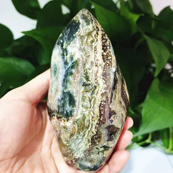 Natural de piedras de Mar de jade cristal llama decorado ágata helado de mineral de la muestra