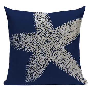 Personalizado marino decoración de Lino Azul de Corales Y Estrellas de mar de la funda del Cojín 45x45Cm Plaza de la Decoración del Hogar 1 Lado de Impresión en funda de Almohada