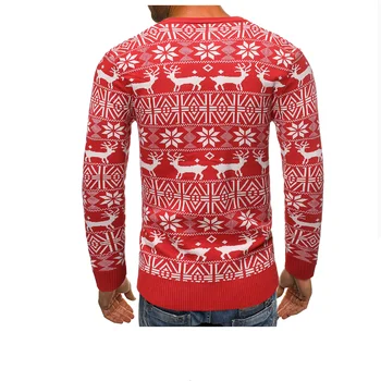 2020 el Otoño y el Invierno de Navidad de los Nuevos Hombres de la Moda de Seguro de Ciervo de Impresión Casual Cuello Redondo Delgado Jersey Suéter Suéter Tamaño Asiático