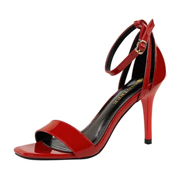 BIGTREE las Mujeres de las Bombas de 2019 Nuevo de las Mujeres zapatos de Tacón Alto de Cuero de Patente de las Mujeres Zapatos de Correa de Tobillo de las Mujeres Sandalias Sexy Zapatos de Fiesta Zapatos Rojos