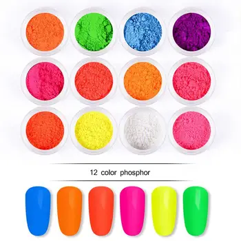12 Colores De Neón De Fósforo En Polvo Set De Uñas Glitter En Polvo Polvo Luminoso Pigmento Fluorescente En Polvo Clavo Brilla Ultrafinas De Pigmento