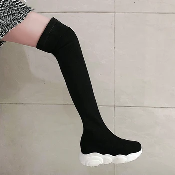 La nueva Llegada de las Mujeres se extienden Más de la Rodilla Botas Altas de las Damas Más Grande que el Tamaño de 46 Slip ons Sneakers Altas Botas de Zapatos de Invierno