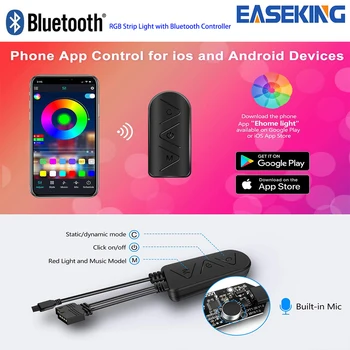 Popular Bluetooth Tira de Luz RGB Controlador Inalámbrico Inteligente Controlado RGB SMD5050 LED de Cinta de la Luz de SINCRONIZACIÓN de Música Función de Temporizador