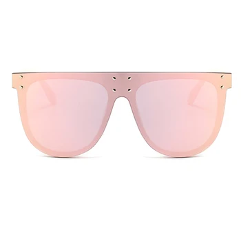 La moda Único Espejo de la Plaza de Gafas de sol de las Mujeres de los Hombres de la Marca del Diseñador de gran tamaño Reflectante de Lentes color de Rosa Femenino Gafas UV400