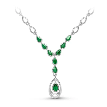 925 collar de plata de ley con piedras: GT esmeralda, diamante, para mujer de cuello de los colgantes de la joyería de la moda, hembra.