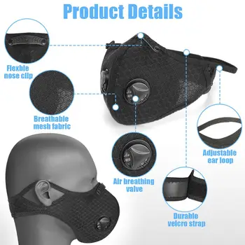 Transpirable Sombreros Con Filtro de Carbón Activado PM 2.5 Anti-Contaminación, a prueba de Polvo Lavable Headwear Ciclismo de Protección para la Cara