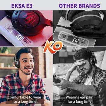 Gaming Headset Gamer EKSA E3 Envolvente 7.1 3.5 mm/USB Cable de los Auriculares Estéreo con Micrófono con supresión de Ruido Para PC/PS4/Xbox