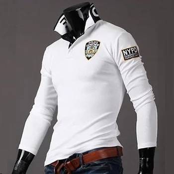 ZOGAA Nueva Marca para Hombre de Manga Larga Camisas de Polo de los Hombres Polos Sólidos Carta 3D Bordado de Camisas Camisas Masculina Casual Slim de la Solapa de Polo Tops