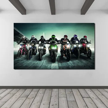 Arte de la pared de la Lona de la Motocicleta de Carreras de fondo de pantalla de Afiches Impresiones de la Pintura de Aceite de Imágenes de la Pared Moderna Sala de estar Decoración para el Hogar en el Marco de HD