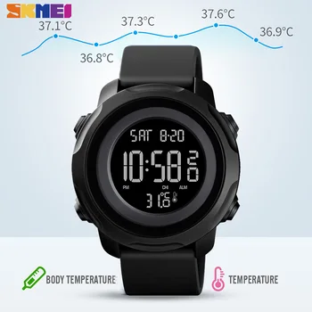 SKMEI Cuerpo a Temperatura Ambiente para Hombre Relojes de Fitness 2 Digital en Tiempo de los Hombres relojes de Pulsera Impermeable Saludable Tracker montre homme 1682