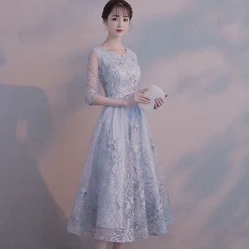 Vestidos de fiesta Vestidos DongCMY Elegante de la Flor del Partido O-cuello Una línea de Mitad de 2020 Corto Vestido de Rendimiento