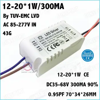 5-20Pieces TUV-CE EMC LVD PFC Externo 36W AC85-277V Conductor del LED 1-36Cx1W 300mA DC2-120V Constante de la Corriente LED de la Lámpara de Envío Gratis