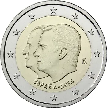 España Doble Retrato de Felipe VI Subió al Trono De 2 Euro Real Original Monedas Verdadera Euro de la Colección de la Moneda Conmemorativa de la Unc