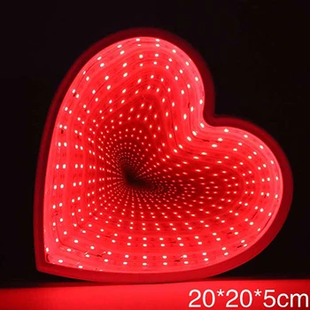 Corazón 3D de la Novedad de la Noche, la Luz de la Lámpara Ilusión Infinito Espejo Túnel de la Lámpara de la Decoración del Hogar Para Niños de Bebé de Juguete de Regalo de Navidad Decoraciones