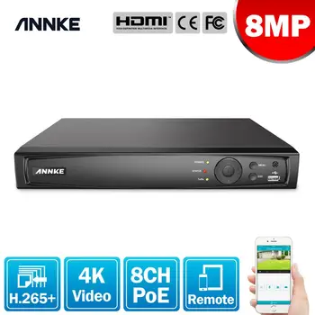 ANNKE 8MP 8CH POE Grabadora de Vídeo 4K H. 265+ NVR HD POE 2MP 4MP de 8MP, 5MP IP del POE de la Cámara de Vigilancia doméstica de Seguridad de detección de Movimiento