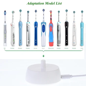 AD-Para Braun Oral B Cepillo de dientes de Reemplazo de la fuente de Alimentación del Cargador de Carga Inductiva Modelo de Titular 3757 Cable USB Blanco