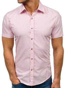 2020 Hombres Nuevos de Verano de manga Corta Camisas Masculinas Slim Fit Color Sólido Camisetas de Negocios Casual Camisa Tops M-3XL