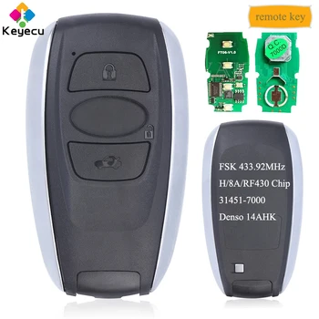 KEYECU Keyless Go Smart Remote Clave Con 433MHz H/8A/RF430 Chip P1=F3 Denso 14AHK - LLAVERO con mando a distancia para Subaru Forester Legado Impreza XV BRZ