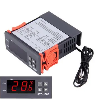 Controlador de temperatura Digital Termostato Termorregulador de la Incubadora de Relé LED 10A Calefacción Refrigeración STC-1000 12V / 24V/110-220V