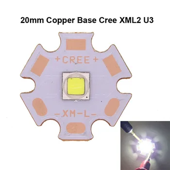 2PCS XML2 U3 chip LED bombilla de 20 mm 16 mm de Cobre de la base del disipador de calor XM-L2 U3 1A Blanco Fresco 6500K led Emisor de la Linterna de LED