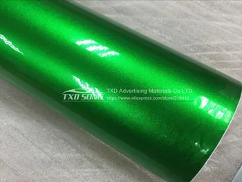 Alto Brillante del Coche decal hoja Verde Brillante Metálico película de la perla brillo de vinilo de la etiqueta engomada de la hoja para el Giro de vehículos de envío Gratis