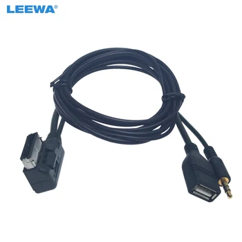 LEEWA Car Audio de Música 3.5 mm AUX Cable AMI MDI MMI Interfaz USB+Cargador Para Volkswagen Touran Tiguan Golf GTI 6 CC Adaptador de Cable