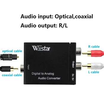 Óptico Digital Coaxial Toslink Señal de Audio Analógica del Convertidor del Adaptador de RCA L/R Soporte de Auriculares Con cable de CC/cable óptico