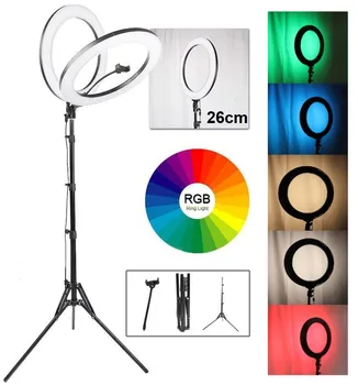 Anillo de Luz LED Multicolor fotografía maquillaje de vídeo 26 cm + TRIPIE 2,1 m