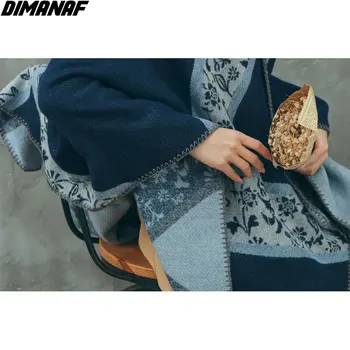 DIMANAF 2021 Plus Tamaño Mujeres Suéteres de Tejido de punto de Cachemir Cardigans Thic Manta Casual Vintage Otoño Chal Bufanda Suelta Suéter
