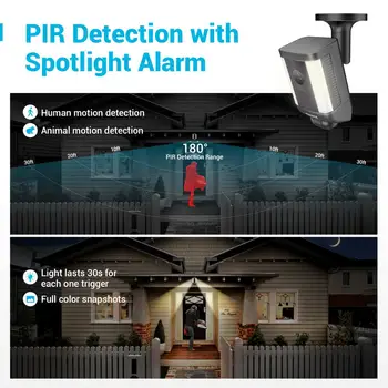 ANNKE 1X Full HD 1080P 4-en-1 de la Cámara Con Luz Cálida Impermeable de la Visión Nocturna Detección de PIR Foco de Alarma de la Seguridad del CCTV Kit