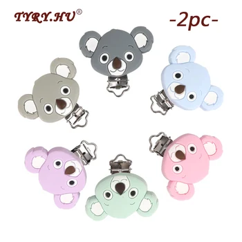 TYRY.HU 2pc/lot Chupete Clip de dibujos animados Koala DIY Bebé Chupete Chupete Cadena Titular de Chupete de Enfermería Joyas de Juguete Clips Libres de BPA