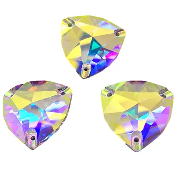TopStone Grasa-Triángulo K9 Coser de diamantes de imitación de Cristal AB 12 mm 16 mm 22 mm de la Costura de Cristal de Piedra Para el Vestido de la Ropa de Bricolaje