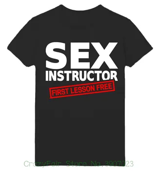 Sexo Instructor 1ª Lección Gratis Mens Stag Party Club Gracioso Superior Cp116 Unisex Camiseta T-Shirt de Buena Calidad Camiseta Tops