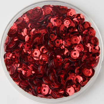 50g(10000pcs) de 4 mm de la Copa Suelto Lentejuelas Ronda de Paillette de la Boda Vestido de Accesorios de Costura Artesanal de Confeti Rojo Lentejuelas
