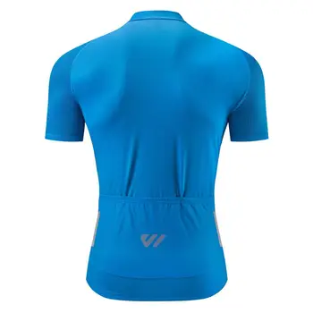 Wulibike Nueva Jersey de Ciclismo de los Hombres de Verano Transpirable Anti-UV Top de Manga Corta de Bicicleta, Uniformes deportivos Camiseta para Hombre Azul de la Serie