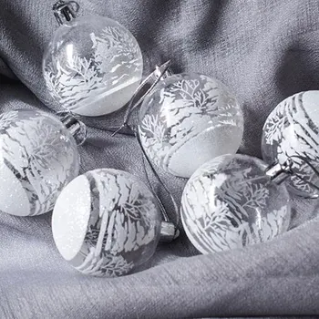 6Pcs Bola de Plástico Adornos del Árbol de Navidad Colgante Colgantes Artesanales de Año Nuevo Navidad Fiesta en Casa Decoración de la Oficina