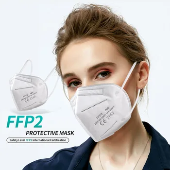 5-100 Piezas MASCARILLA FFP2 CE KN95 Facial Mascarillas de Seguridad Respirador con Filtro para Polvo Máscaras Adulto Blanco Protector de la Boca de la Máscara de la Cara