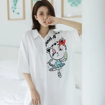 De Seda De La Impresión De Satén Dama Camisón Casual Ropa De Dormir Oversize Dormir Camisa Suave Albornoz Kimono Vestido De 2021 Nueva Lencería Íntima