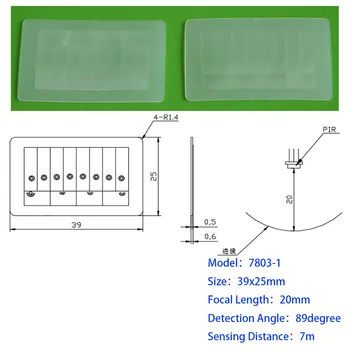 25.5x12.5mm Esquistosas Tipo HD PE Cuerpo Humano Sensor de Infrarrojos Lente de Fresnel Lente PIR 11m Distancia de Detección distancia Focal 11mm
