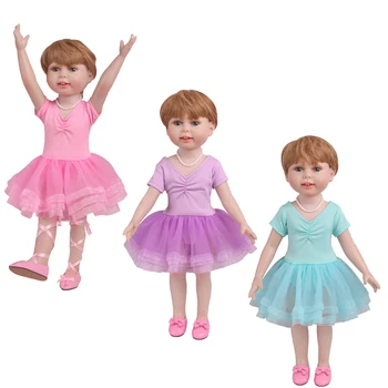 18 pulgadas de las Niñas vestido de la muñeca Americana recién nacido Bailarina vestido de Bebé juguetes de la falda con los zapatos se ajusten a 43 cm muñecas del bebé c767